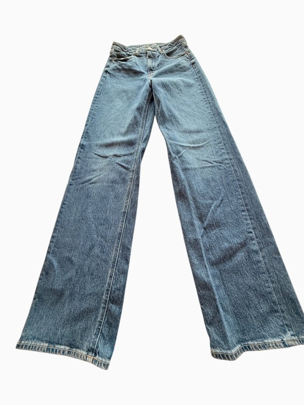 Old Navy Washed Sky Hi Wide Leg Jeans Womens Size 4 Tall 70's Skater Utility